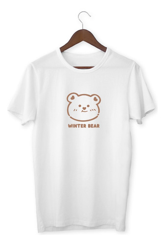 Remera Algodón Blanca - Winter Bear - Korean Aesthetic 