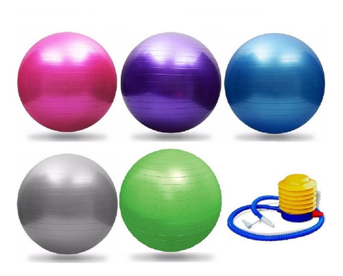 Kit Pilates Com 3 Bolas Suíças Yoga Gym Ball 55cm + Bombas