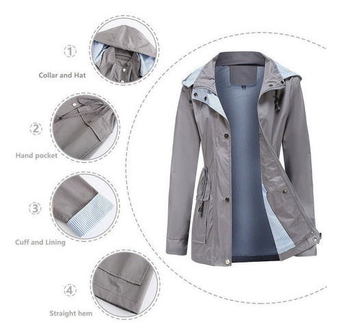 Chaqueta Cortavientos Desmontable Con Capucha Para Mujer