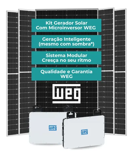 Kit Solar Weg 2,48kwp - 4 Placas 620wp - Microinversor Weg