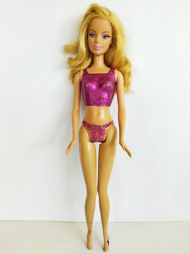 Barbie Flexible Cabello Chino Rubio Ropa Pintada Rosa 1999