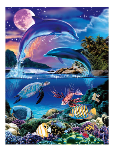 Rompecabezas Wuundentoy Gold Edition Dolphins In The Reef 100 Pzas