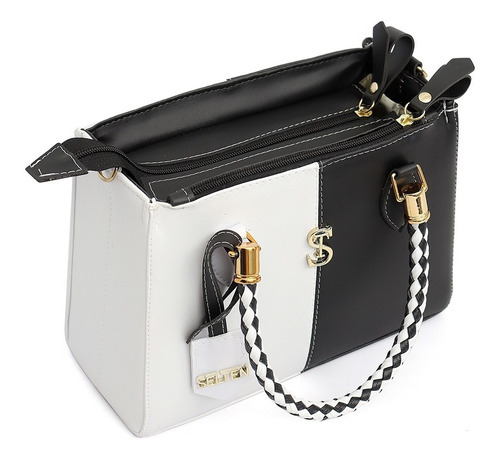 Imagem 3 de 6 de Bolsa Tiracolo Feminina Bicolor Tote New Colection Elegance