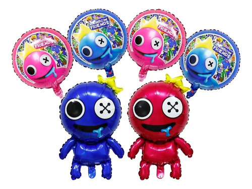 Pack 6 Globos Rainbow Friends Roblox 2 Personajes 4 Redondos