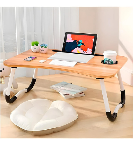 Mesa Desayunadora Plegable Cama Sillón Notebook Home Office Madera Claro