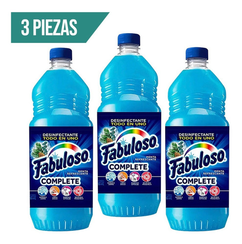 3pz  Fabuloso Limpiador Complete Menta Refrescante828 ml