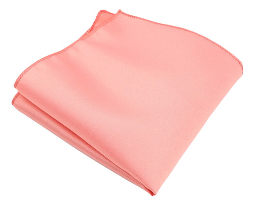 Pañuelo Satín Hombre De Bolsillo Y Traje - Grin Accs Color Coral Diseño De La Tela Liso