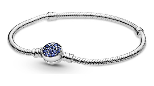 Pulsera Pandora Moments Broche De Disco Azul Plata Original