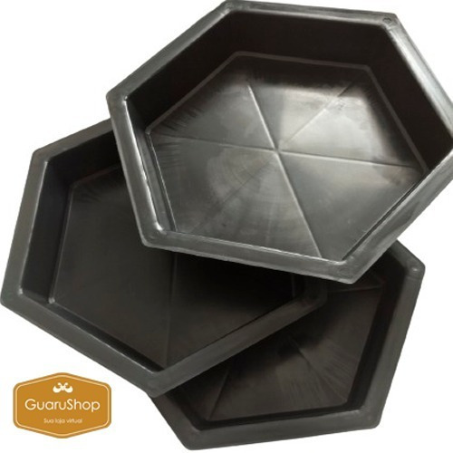 10 Moldes Forma Plástico Hexagonal Cimento Concreto 25x25x08
