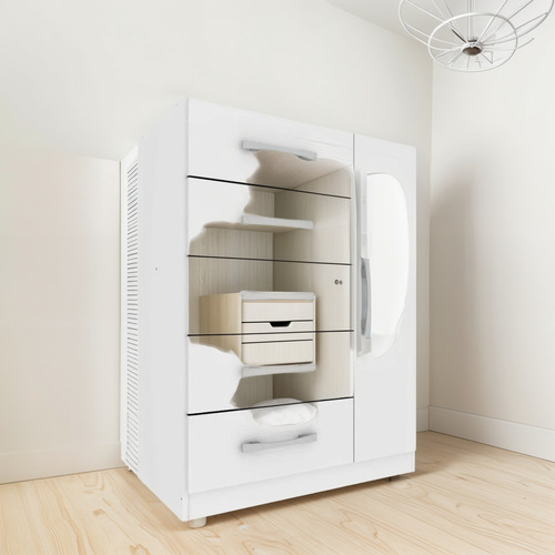 Cómoda Dormitorio Mueble Cajonera 5 Cajones 1 Puerta