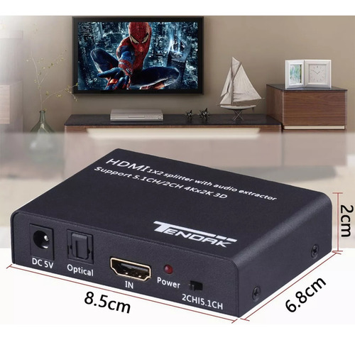Bifurcador Hdmi 4k Con Extractor De Audio Spdif