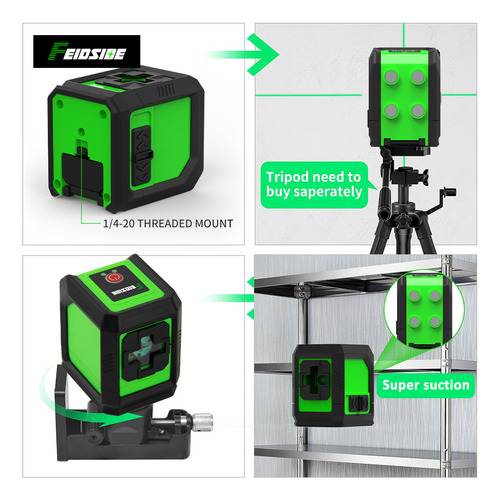 Nível De Laser De 2 Linhas+adaptador+bolsa Com Cordão+base T