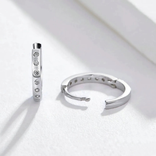 Aretes Plata 925 Pendientes Aro Huggies Chapados En Platino
