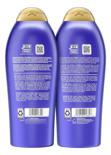 Shampoo E Condicionador Ogx Thick & Full Biotina E Colágeno