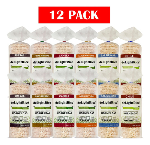 Galletas Delightrice Arroz Integral Elije Tus Sabores 12pack