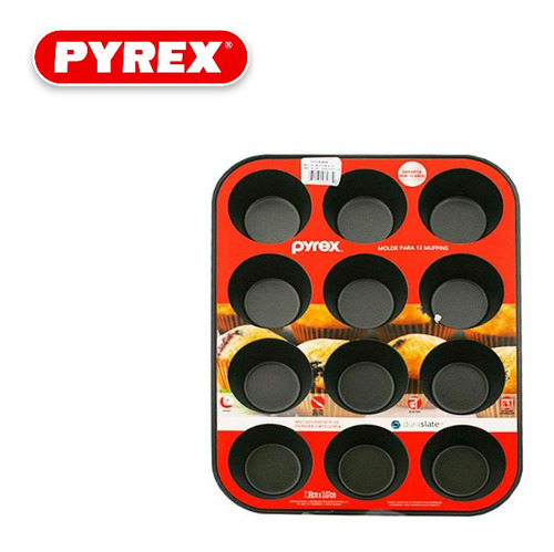 Molde 12 Cup Cakes Muffins Pyrex Fabricado Eeuu 