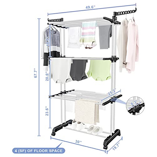 Tendedero Ropa, Tendedero Plegable De 4 Niveles, Tended...
