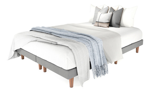 Base De Cama Queen Armable Modular Madera Colchón Recamara Gris