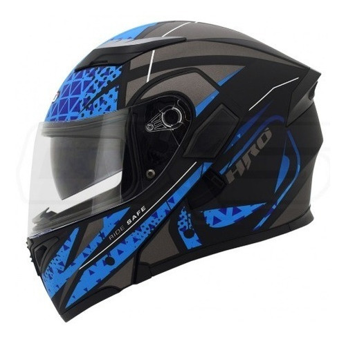 Casco Moto Hro 3400 Abatible Orbital Azul 