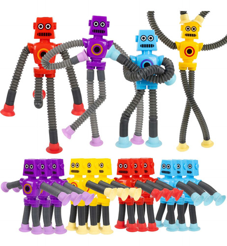 Paq 12 Juguetes De Robot Con Ventosa Telescópica Que Cambian