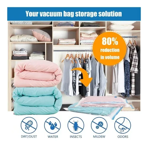 Pack Bolsas Al Vacío 70x100cm Reutilizables Ahorra Espacio