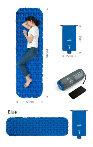 Imagen 4 de 7 de Naturehike - Colchoneta Inflable Ultraligera 1 Plaza Azul