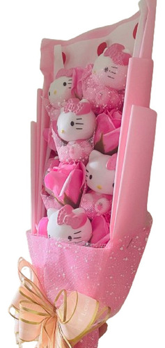 Presente Especial Buquê Fofo Kitty Com Rosas Artificiais Cor Hello