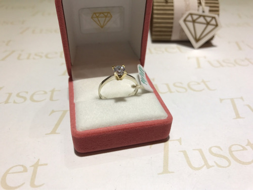 Solitario Cintillo, En Plata Y Oro 10 Klt. Piedra 5mm. Tuset