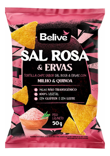 Tortilla Chips Belive Sal Rosa E Ervas 50g Nachos Unidade