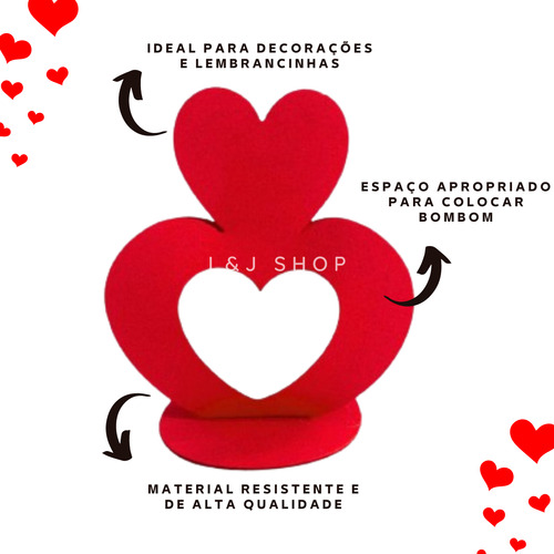 Kit 18 Porta Bombom Coração Decoração Mimo Especial Liso