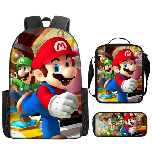 Mochila Escolar Liceal Diseño Super Mario Bros Mario Y Luigi