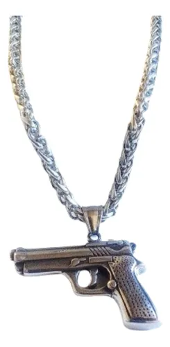 comprar Cadena Hombre Dije Pistola En Acero Inoxidable 