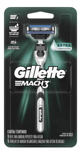 Maquina De Afeitar Gillette Mach3+ X 1  Extra Lubricación 