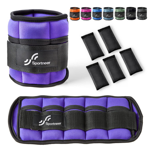 Tobilleras Deportivas Con Peso Ajustable Hasta 5 Lb Violeta