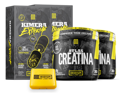 Iridium Labs - Kit 2x Creatina + 2x Kimera Extreme Termogênico + Porta Caps Sem sabor