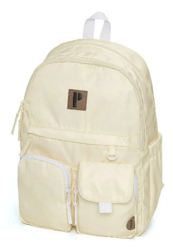 Mochila Amarilla- Beige Porta Original Escolar-universitaria