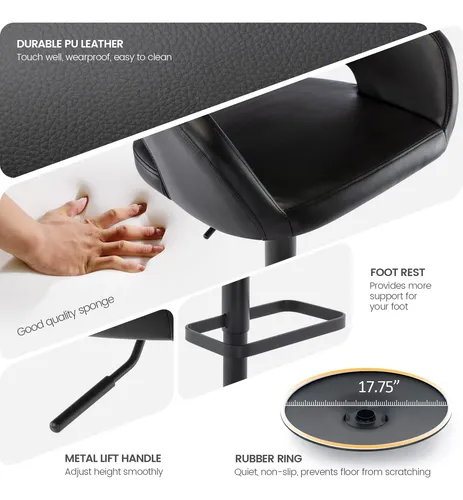 Vogue Furniture Direct Taburete De Bar Ajustable Con Respal.