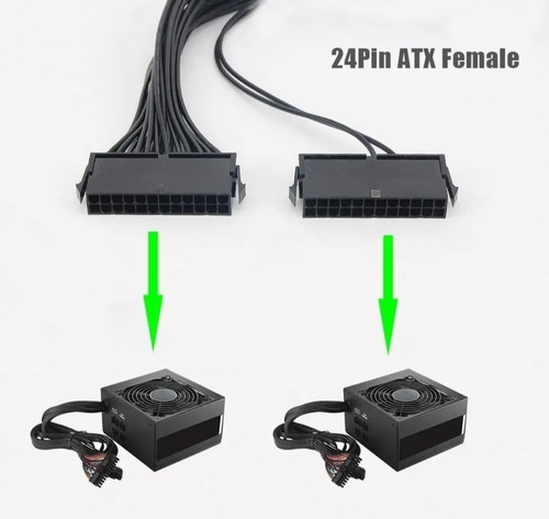 Imagen 5 de 10 de Mineria Cable Adaptador 2 Fuentes (no Add2psu) 24pin Psu Atx