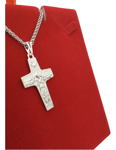 Cruz Do Papa Francisco - O Bom Pastor 5cm - Folhada A Prata