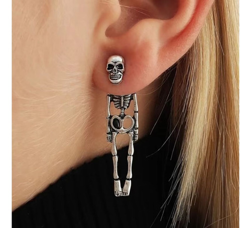 Aretes Largos Goticos De Esqueleto Calavera Mujer