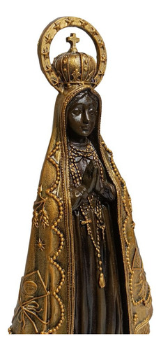 Imagem Nossa Senhora Aparecida Resina Pintura Bronze 31 Cm
