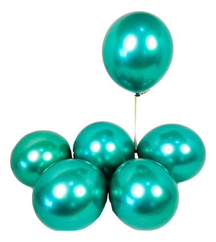 Globos Latex Cromado Verde Reflex R12 30cm X12