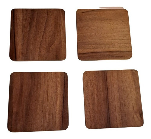 Posavasos De Madera Enchapada X 4 Unidades Varios Motivos