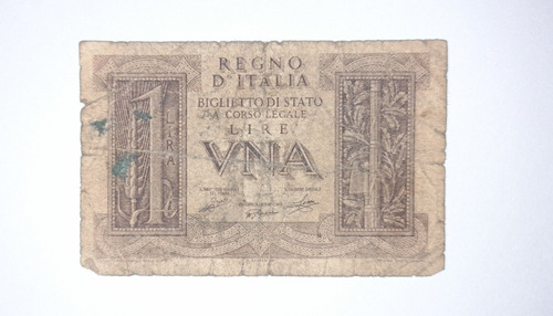 Billete Una Lira Italiana Antigua Serie 621 - 138633