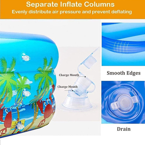 Piscina Inflable Rectangular, Piscina Familiar Y Niños 210cm