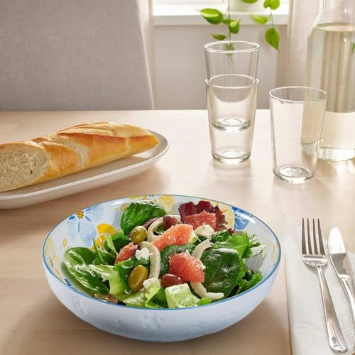 Plato De Cerámica Para Ensalada Con Diseño De Flores Houlu,