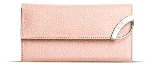 Billetera Prüne Katy con diseño Graneado color rosa de cuero - 9cm x 17cm