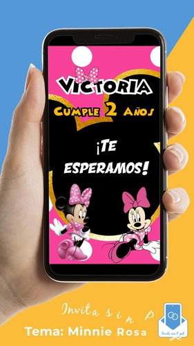 Video Invitación Digital Cumple Minnie Rosa