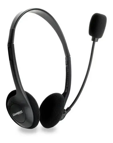 Headset Maxprint modelo 60231-4 na cor preta com microfone de haste ajustável e almofadas auriculares em espuma