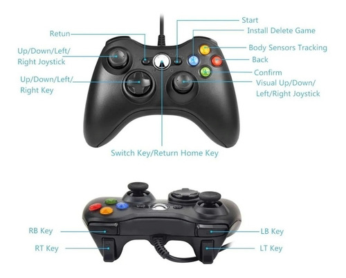 Imagen 2 de 8 de Joystick Mando Para Microsoft Xbox 360 Cable Pc Windows Envi